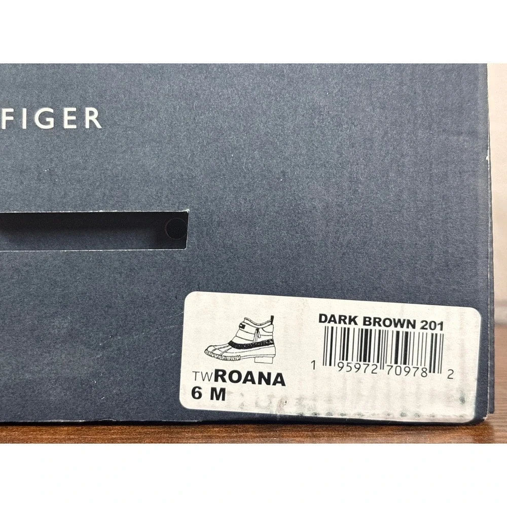 Tommy Hilfiger Roana Womens Duck Boots Dark Brown Cream Faux Shearling 6M